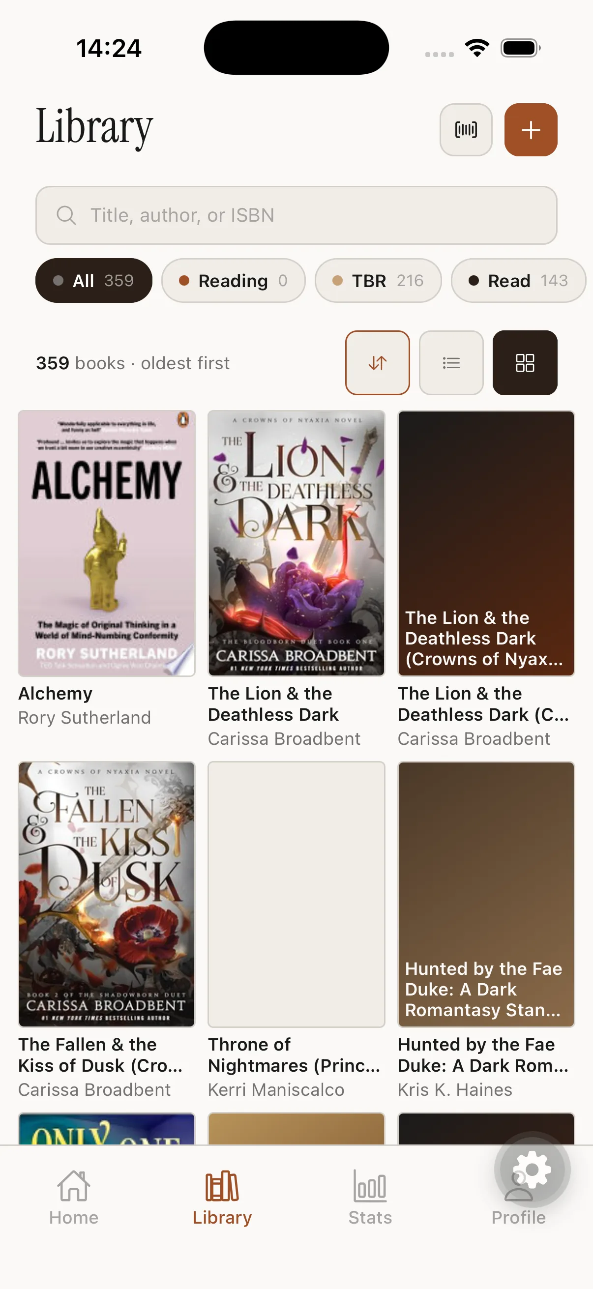 Foxed library grid — App Store screenshot