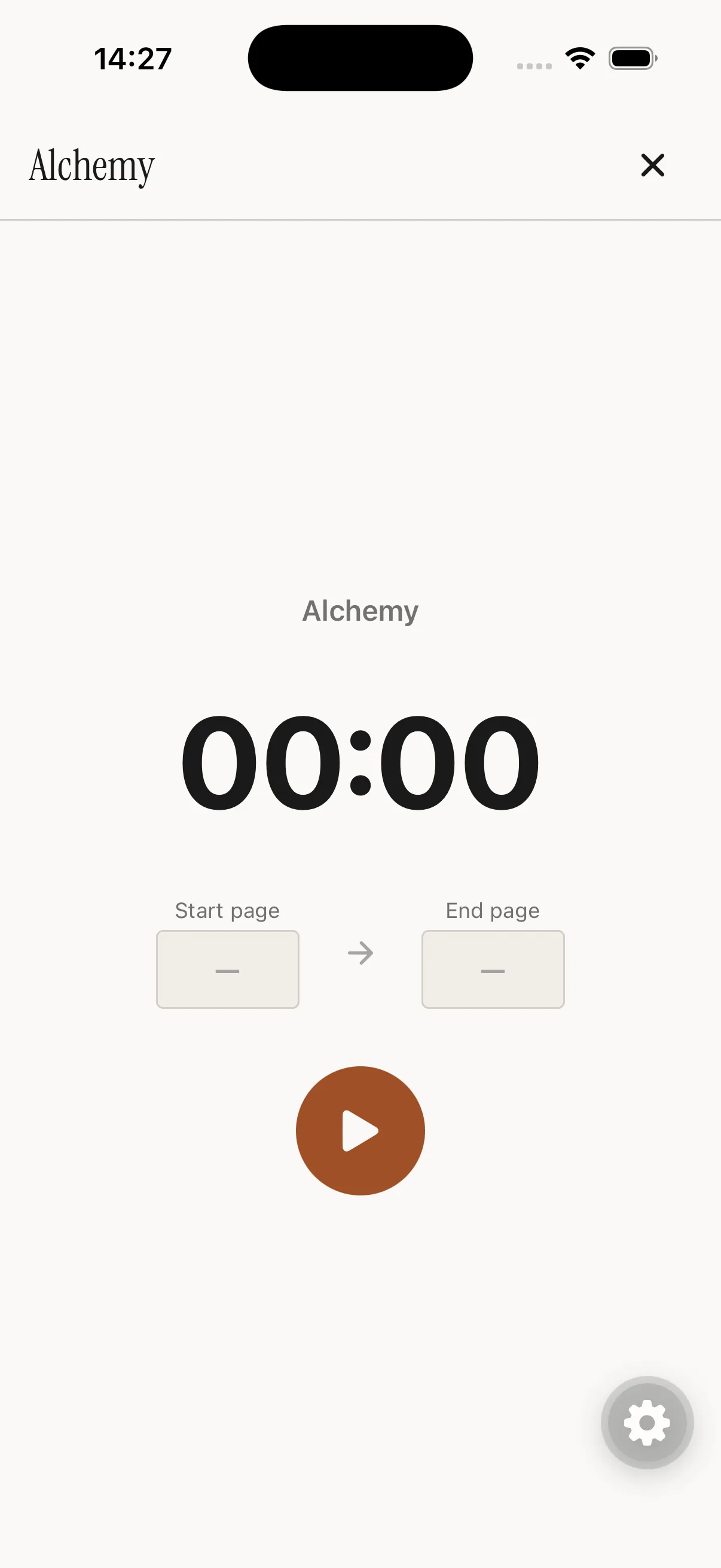 Foxed reading timer screen